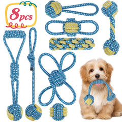 ETACCU 8 pack de juguetes de cuerda para perros pequeños, ideal para entretenimiento.