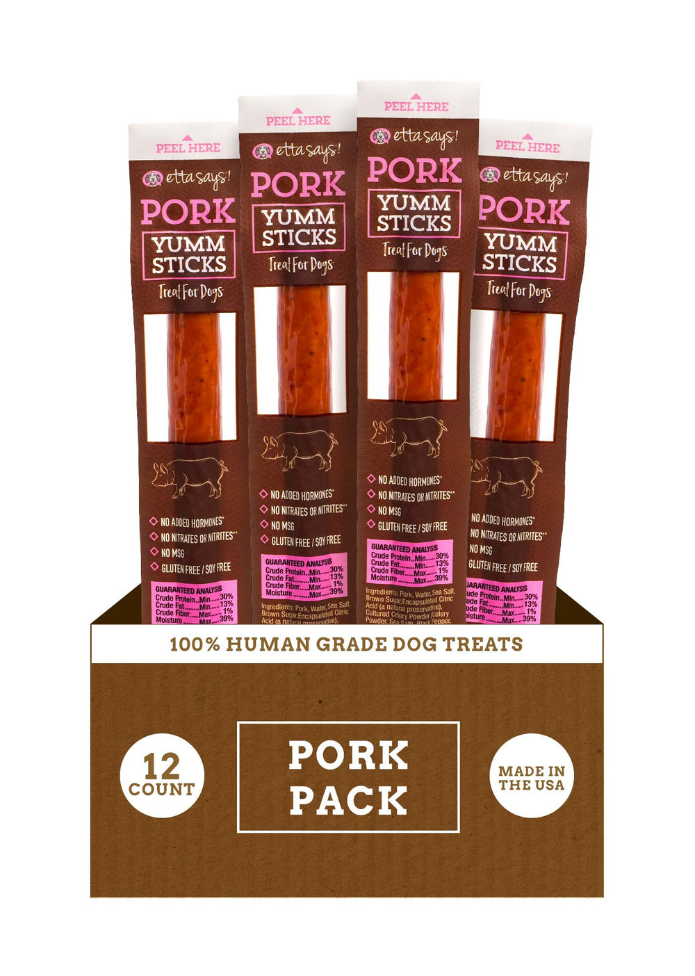 etta says! Yumm Sticks jerky de cerdo para perros, recompensa sabrosa para entrenamiento