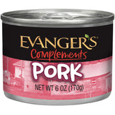 Evanger's Complements cerdo sin granos en lata, apto para dietas sensibles.