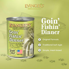 Textura suave de Evanger’s Goin’ Fishin’ Dinner para gatos selectivos.