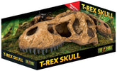 Exo Terra T-Rex cráneo fósil, decoración realista para terrarios, refugio seguro.