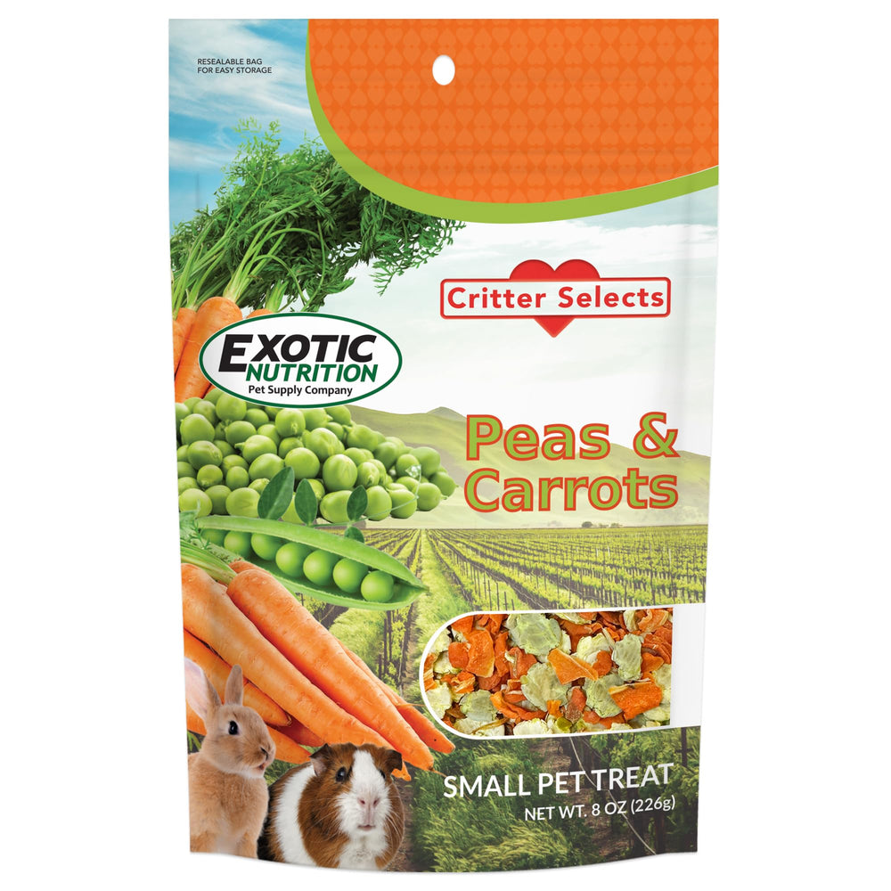 Exotic Nutrition guisantes-zanahorias-8oz: premio vegetal saludable para roedores.