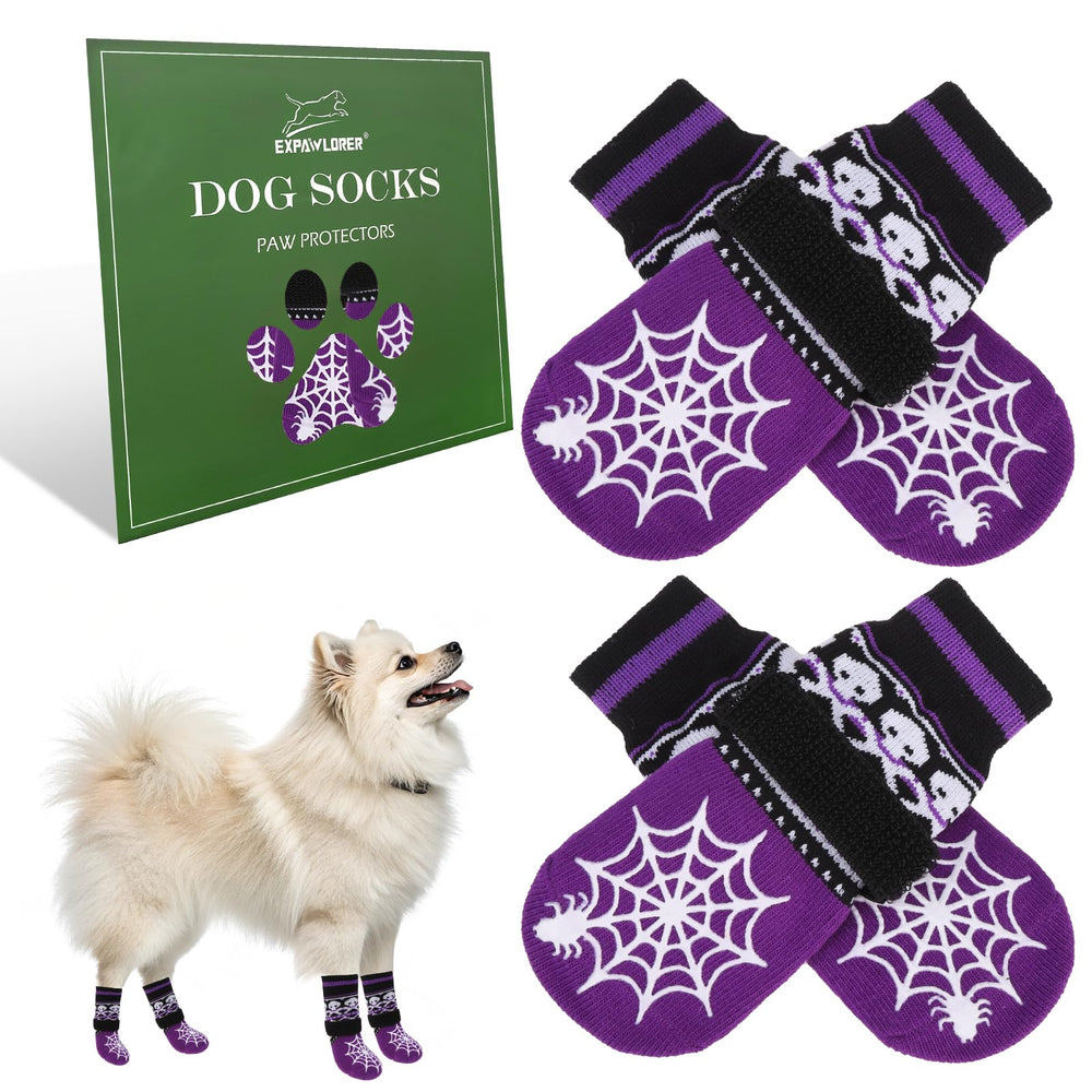 EXPAWLORER calcetines para perros con agarre doble en araña para suelos lisos