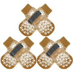 EXPAWLORER doble calcetines para perro con anti deslizante en piso de madera