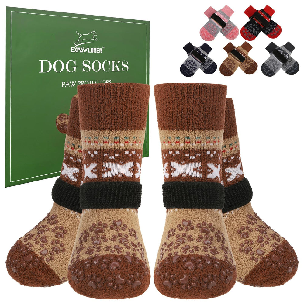 EXPAWLORER calcetines antideslizantes para perro XL con mayor tracción en interiores.
