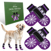 Calcetines EXPAWLORER para perro con fantasma violeta antideslizantes para evitar resbalones