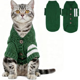 EXPAWLORER suéter para gatos verde grande, vista frontal, estilo clásico y cómodo para diario