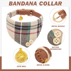 EXPAWLORER collar bandana plaid beige para mascotas