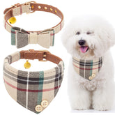 EXPAWLORER collar con moño plaid beige para ocasiones especiales