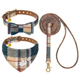EXPAWLORER collar perro cuadros con lazo, cómodo para paseos diarios.