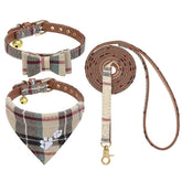 EXPAWLORER collar para perro, estampado a cuadros beige, ajustable y cómodo para paseos diarios.
