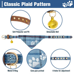 EXPAWLORER collar Pawprint a cuadros con bandana, ideal para días activos.