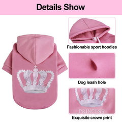 EXPAWLORER Princesa Sudadera para Perros y Gatos: agujero para correa en la espalda para paseos seguros.