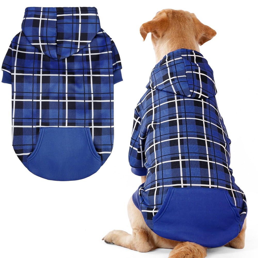 EXPAWLORER suéter capucha tartán para perro, frente, estilo británico para paseos.