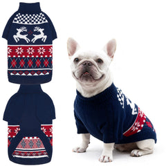 EXPAWLORER suéter navideño para perro azul, ideal para sesiones de fotos festivas