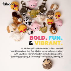 fabdog Faballs vaca: peluche duradero para mordisqueo seguro y juego prolongado.