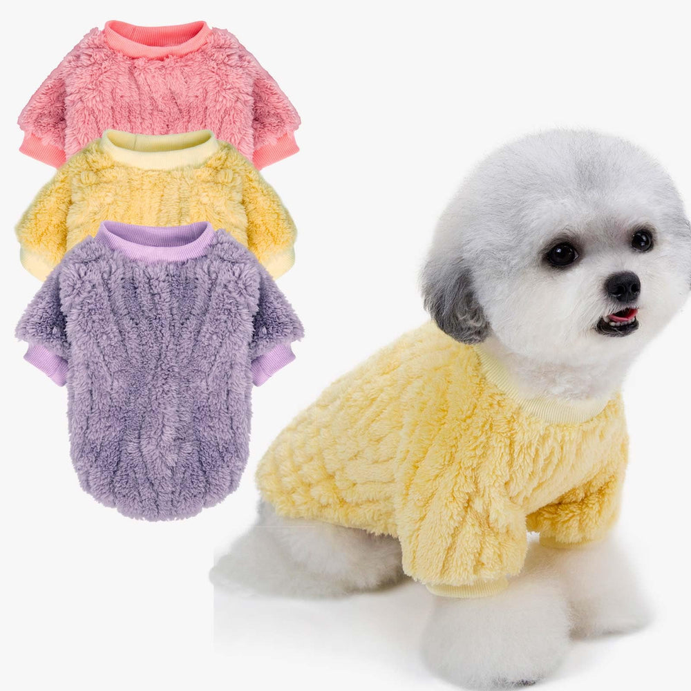FABRICASTLE suéter lavanda para perro pequeño, cálido y cómodo para paseos fríos.