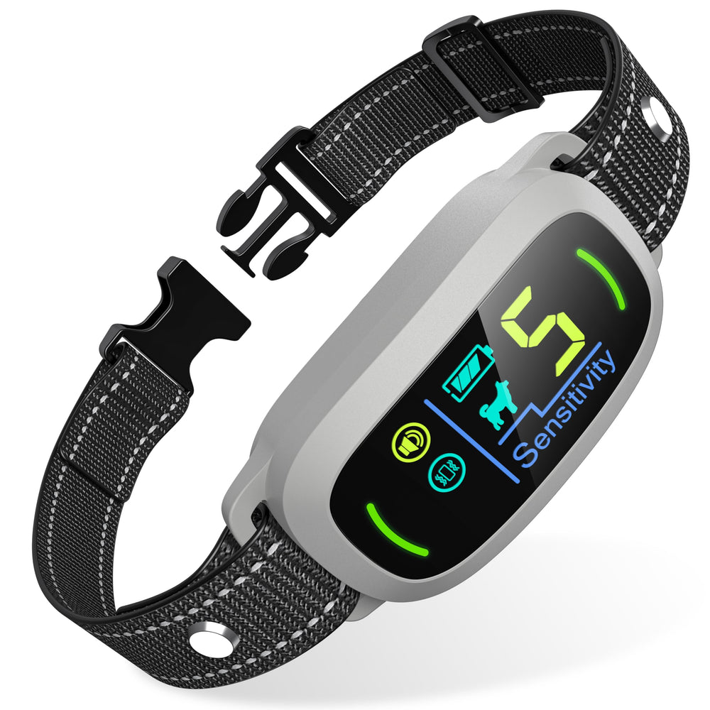 FAFAFROG collar anti-ladridos con pantalla digital para entrenamiento suave.