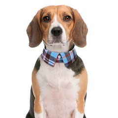 Collar ajustable Faleela con diseño a cuadros, se adapta a distintos cuellos con comodidad.