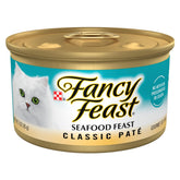 Purina Fancy Feast Seafood Feast, mariscos-lata-pate, sabor premium para gatos exigentes.