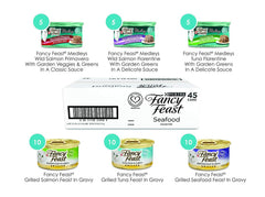 Fancy Feast medleys salmon verduras, sabor variado para paladar felino