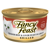 Fancy Feast parrilla ternera hígado en salsa, comida húmeda para gatos adultos.