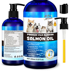 FANGCUN Aceite de Salmón Alaska vertido de la botella para cuidado del pelaje
