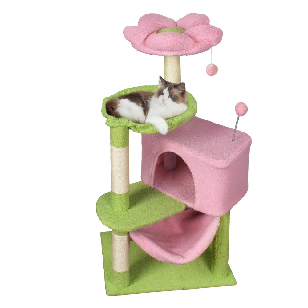 Fantasreen arbol-gato 43 pulgadas rosa, base estable para juego seguro.