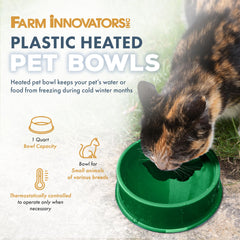 Control termostático automático Farm Innovators en tazón para mascotas ahorra energía.
