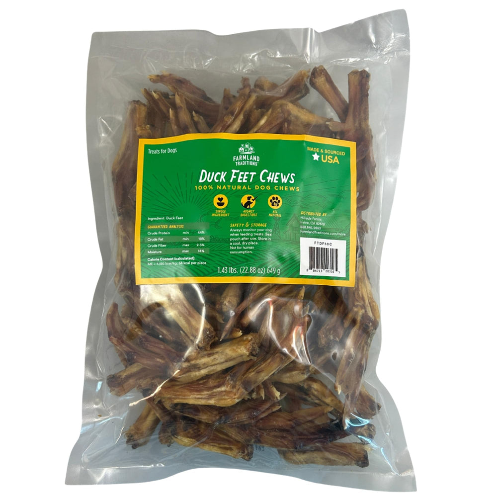 Farmland Traditions Patas de pato para perros, snack dental natural para limpieza suave de dientes.