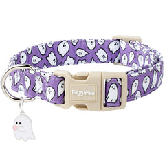 Collar Faygarsle Halloween para perro con encanto morado, ideal para paseos.