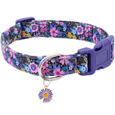 Collar Faygarsle de algodón con flor morada para paseos cómodos.