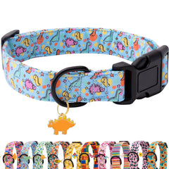 Collar Faygarsle para perros, azul dinosaurio, cómodo y ajustable para paseos diarios