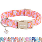 Collar Faygarsle para perro con diseño floral rosa-naranja para paseos diarios.
