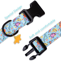 Collar Faygarsle de patrón dinosaurio, azul, seguro para perros activos