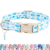 Faygarsle collar para perro con patron floral margaritas azul blanco, ideal para paseos con estilo