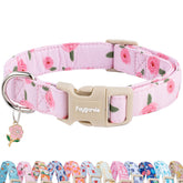 Collar Faygarsle rosa con rosas, ideal para paseos diarios.