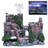 Fazhongfa Castillo de acuario, vista frontal, hogar decorativo para peces pequeños.