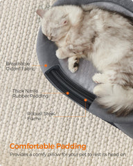 Feandrea estructura acero resistente para cama gato estable durante el juego.