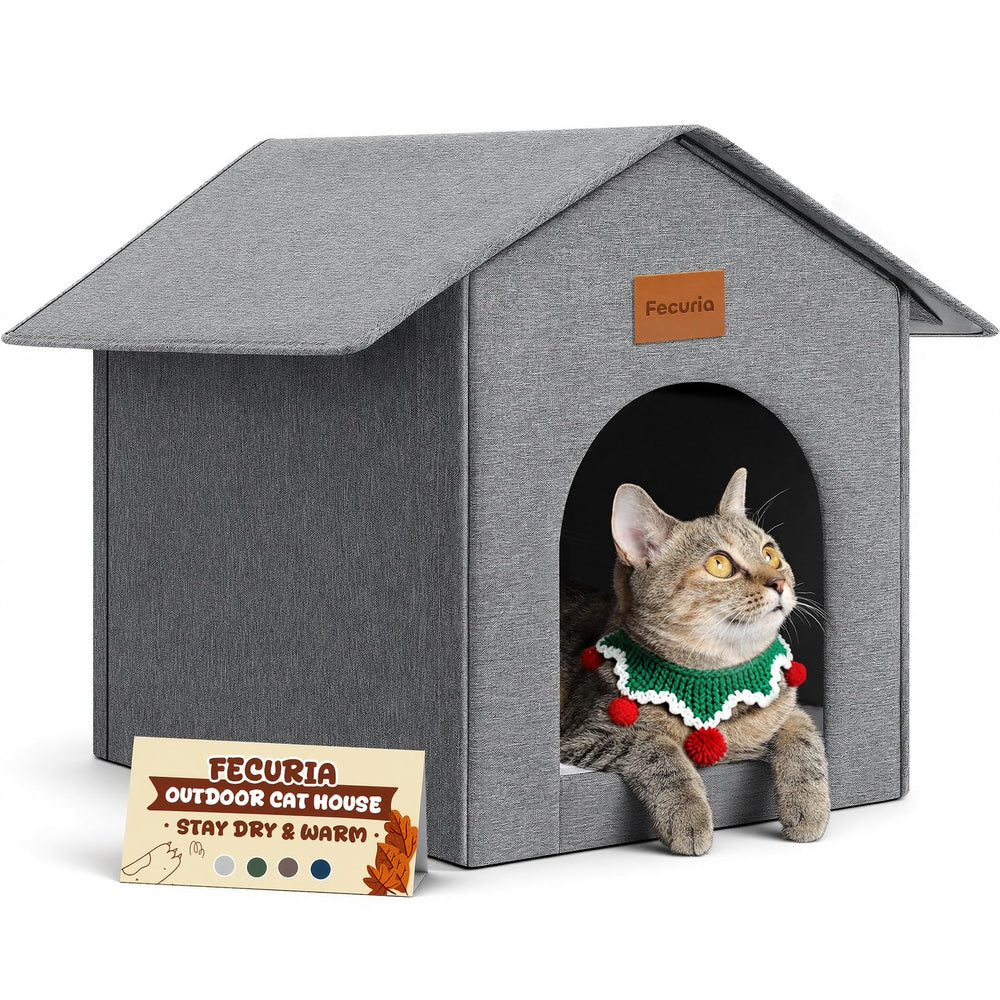 Fecuria casa-gato-exterior-resistente-al-clima para uso todo el año.