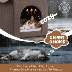 Casa Fecuria para gatos con cortina de entrada impermeable y protección interior.