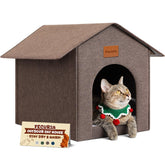 Casa Fecuria para gatos exterior resistente a la lluvia, refugio cómodo al aire libre.
