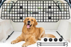 FEED GARDEN dog barrier front view with universal SUV fit keeps pet safely behind the barrier.