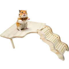 Feiena plataforma de madera para hámster, puente triangular seguro para descanso y juego.