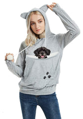 Felyong sudadera con bolsa canguro para mascota, bolsillos amplios para comodidad.