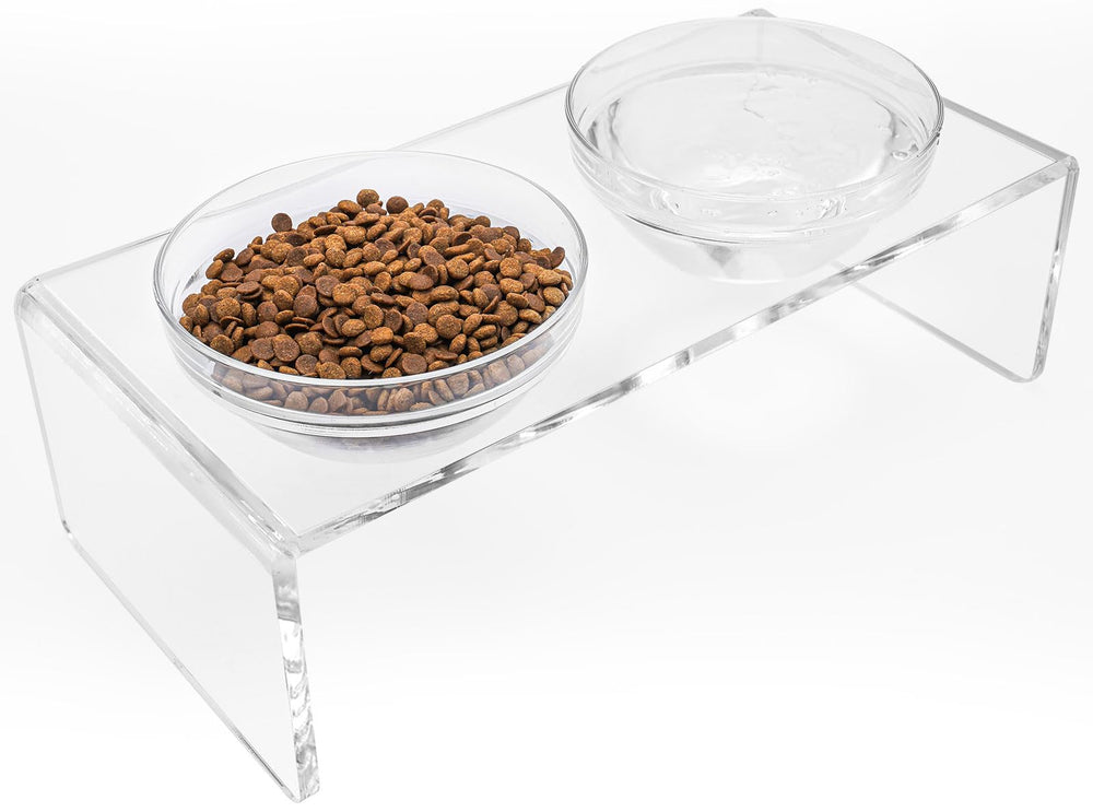 Feoyoho: soporte elevado para perros y gatos en acrílico elegante, ideal para comidas más cómodas