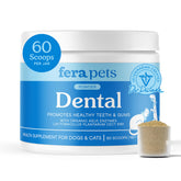 Envase de Fera Pets Polvo Dental con medidor para dosis fáciles