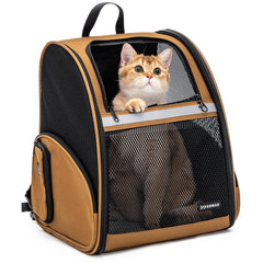 FERMAO Mochila porta-mascota gato con malla ventilada para viajar.