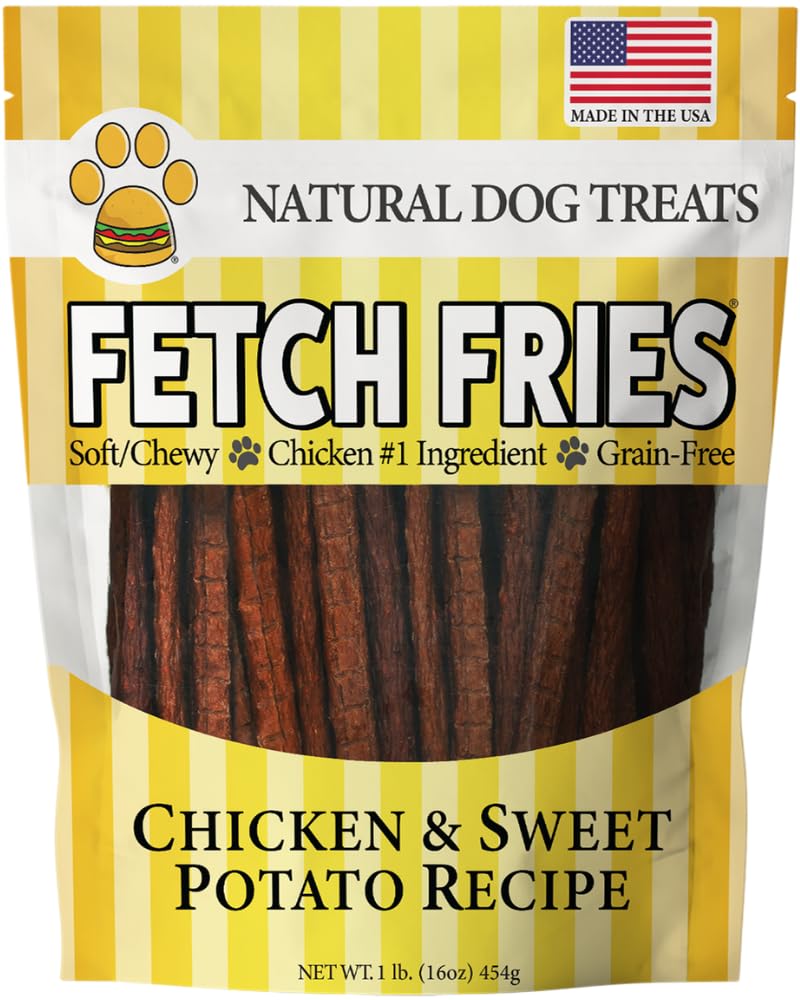 Fetch Fries: tiras de pollo y patata dulce para premio sabroso en entrenamientos.