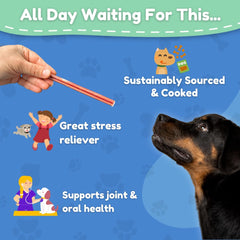 Fetch & Fun Bullysticks empaque con sabor natural, snack sabroso para perros.